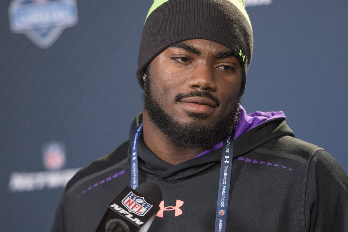 Landon Collins speaking to reporters on Saturday
