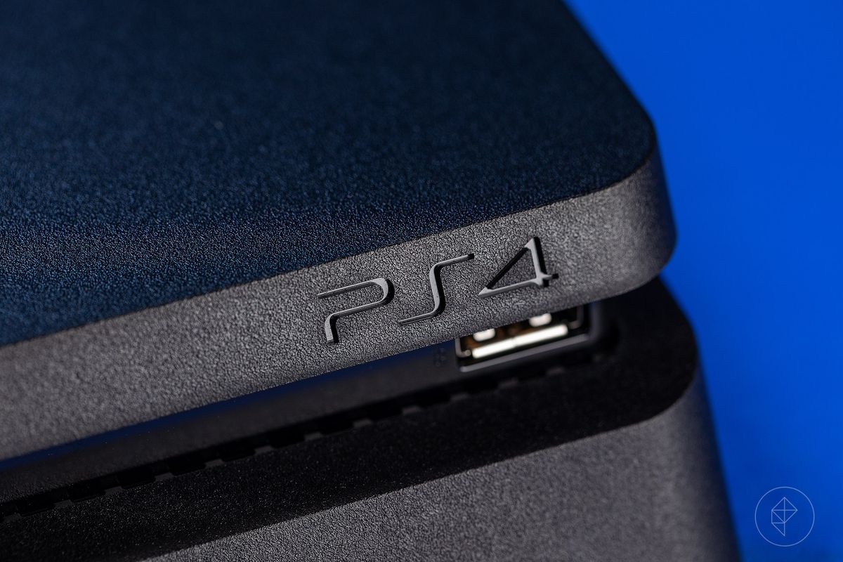 close-up of ‘PS4’ engraving on PlayStation 4 Pro