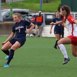 The Houston Cougars take on the UConn Huskies in a women’s college soccer game at Dillon Stadium in Hartford, CT on October 10, 2019.