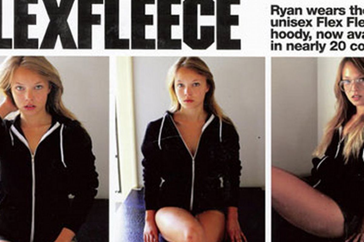 A portion of the banned ad. Image via <a href="http://www.guardian.co.uk/media/2009/sep/02/asa-american-apparel-ad">The Guardian</a>