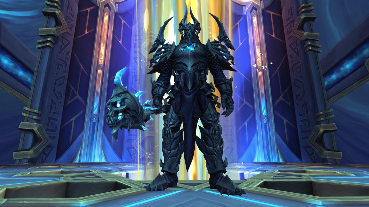 The Jailer, a heavily armored World of Warcraft raid boss, looms