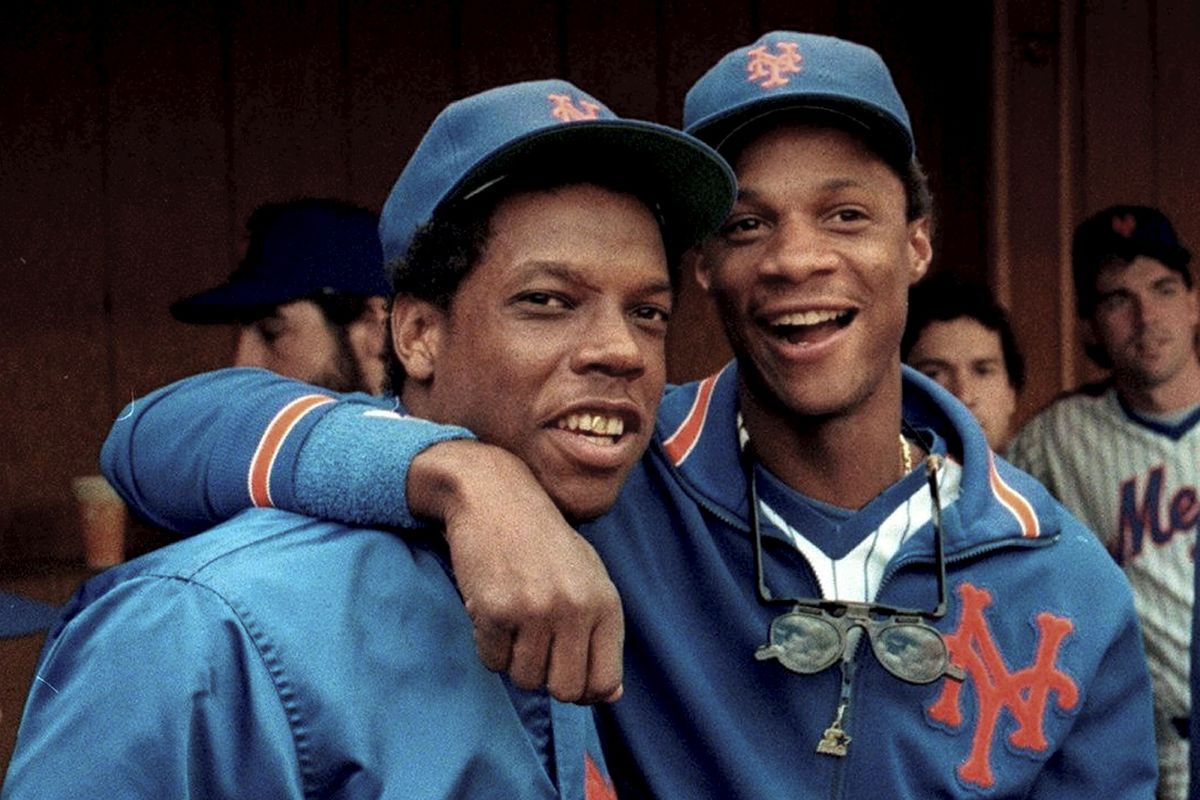 NY Mets Dwight Gooden and Darryl Strawberry in 1985