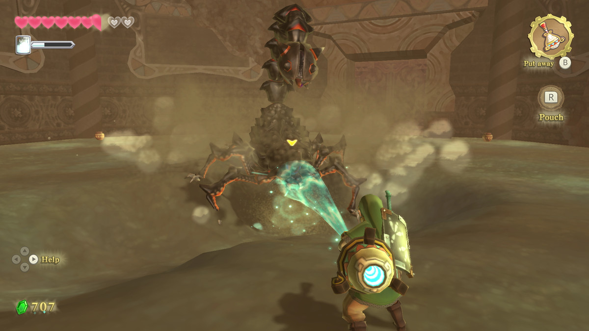 The Thousand-Year Arachnid Moldarach boss fight in The Legend of Zelda: Skyward Sword HD