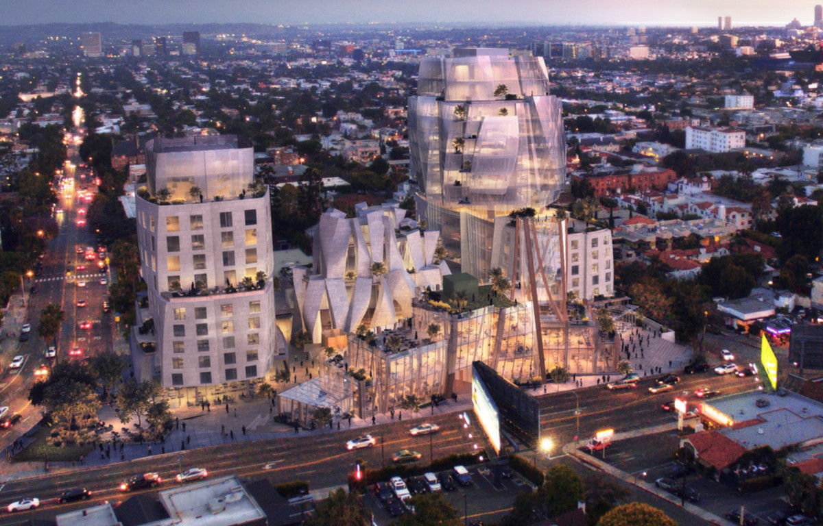 Rendering of the Frank Gehry-Designed 8150 Sunset Boulevard project in West Hollywood