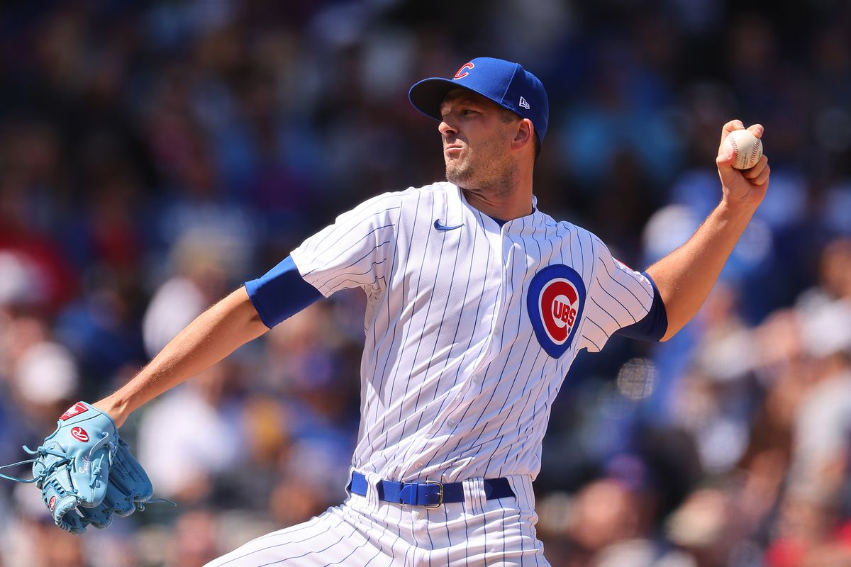 Drew Smyly of the Chicago Cubs delivers a pitch during the second inning against the Los Angeles Dodgers at Wrigley Field on April 21, 2023 in Chicago, Illinois.  