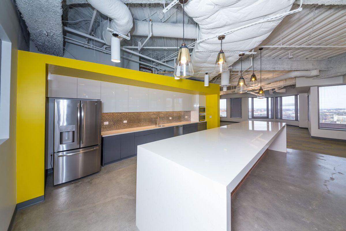 A new kitchen in the Bank of America Plaza building, with yellow flair. 