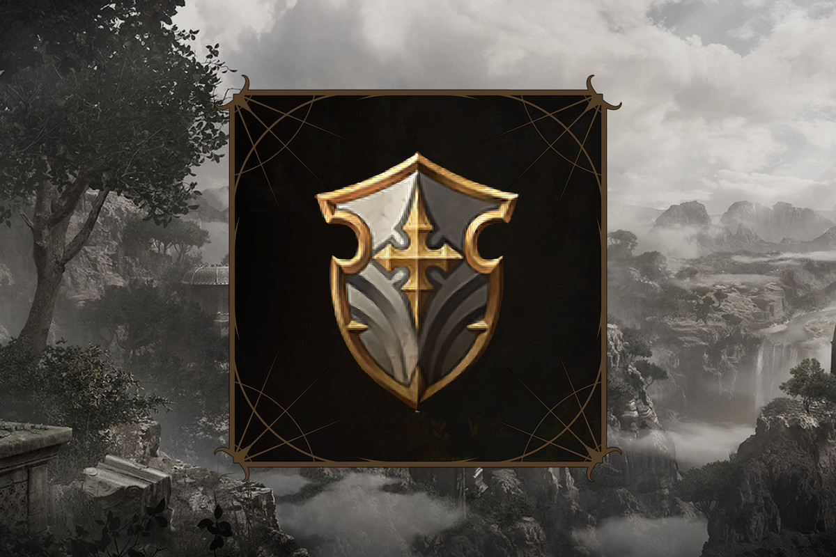 Baldur’s Gate 3 Paladin emblem over a grey tone backdrop.
