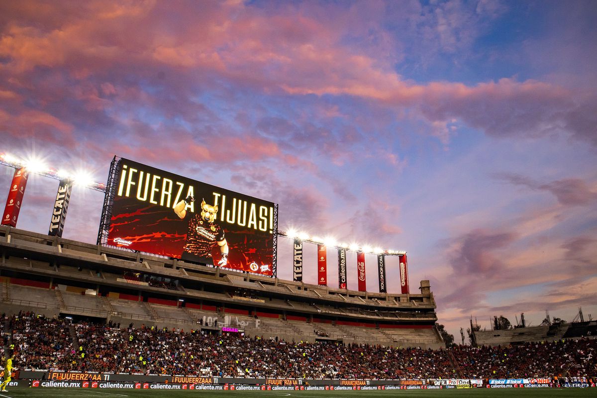 General view of Caliente Stadium during the 8th round match between Tijuana and Puebla as part of the Torneo Apertura 2022 Liga MX at Caliente Stadium on August 12, 2022 in Tijuana, Mexico.
