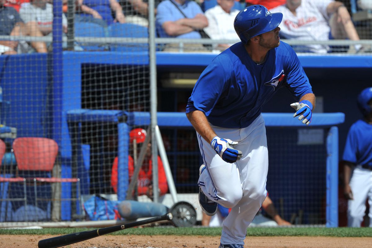 DUNEDIN, FL - MARCH 6:  Catcher J.P. Arencibia #9 from yesterday. (Photo by Al Messerschmidt/Getty Images)