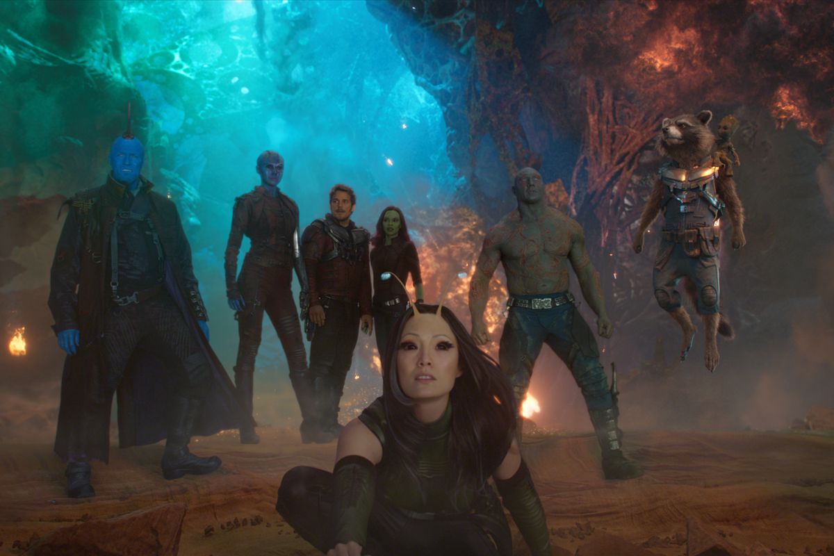 The Guardians of the Galaxy fighting Ego 