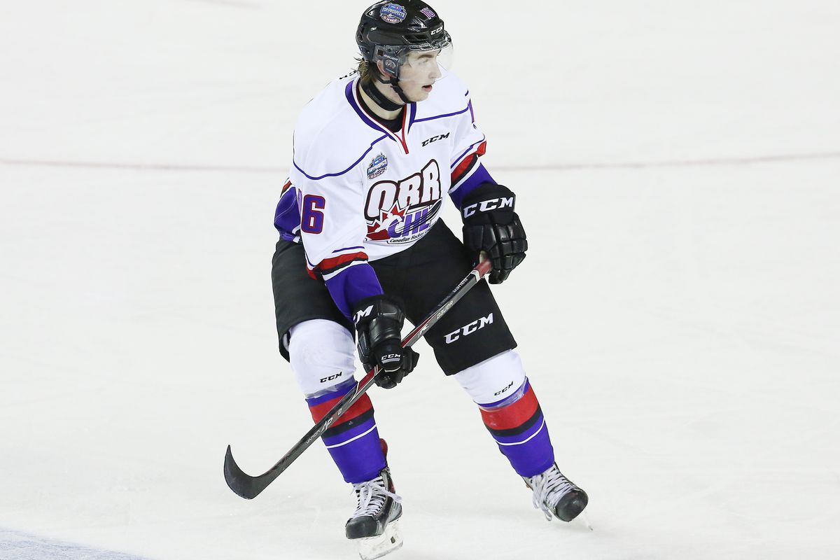  Blake Spears #16 of Team Orr skates during the 2015 BMO CHL/NHL Top Prospects Game against Team Cherry at the Meridian Centre on January 22, 2015 in St Catharines, Ontario, Canada. 