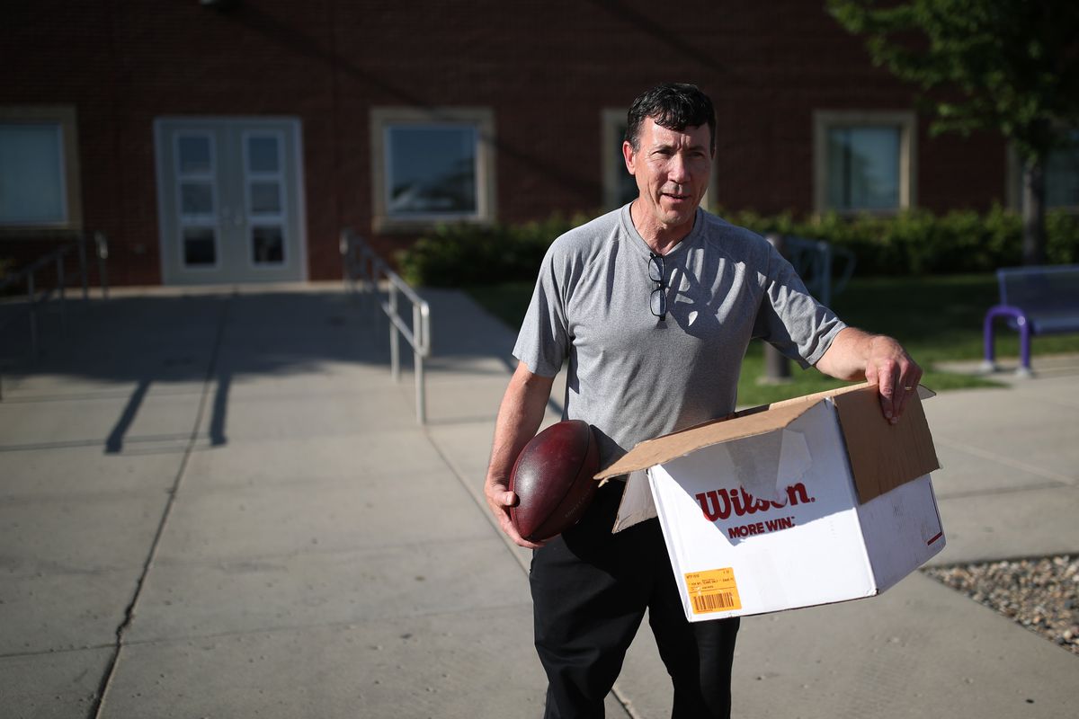 Minnesota Vikings equipment manger Dennis Ryan gave a few fans football’s , team prepared to leave Minnesota State University after 52 years in Mankato Monday August 7, 2017 in Mankato, MN. ] JERRY HOLT ‚Ä¢ jerry.holt@startribune.com
