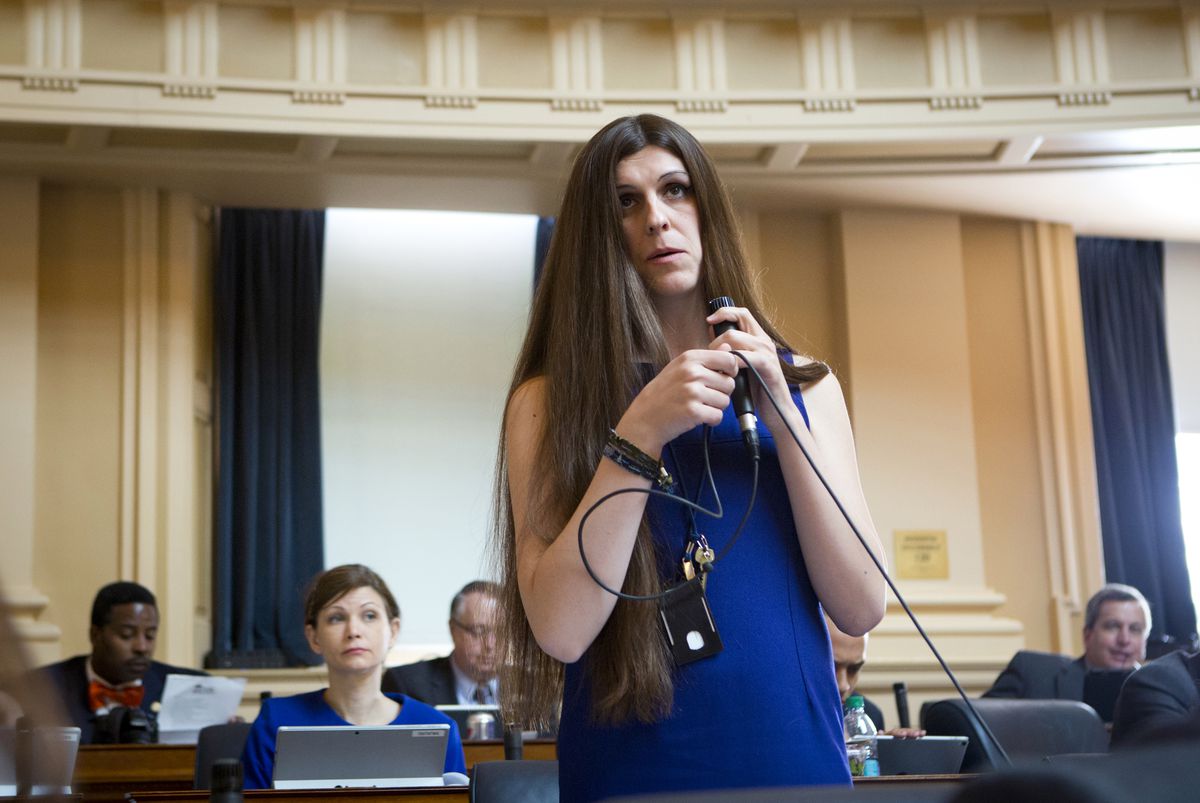 Delegate Danica Roem (D) participates in a one day session of the Virginia General Assembly April 3 in Richmond, Va.