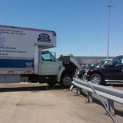 A man was injured while working on a truck in South Salt Lake on Wednesday, April 10, 2013.