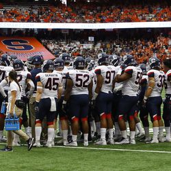 The UConn Huskies take on the Syracuse Orange in a college football game at the Carrier Dome in Syracuse, NY on September 22, 2018.