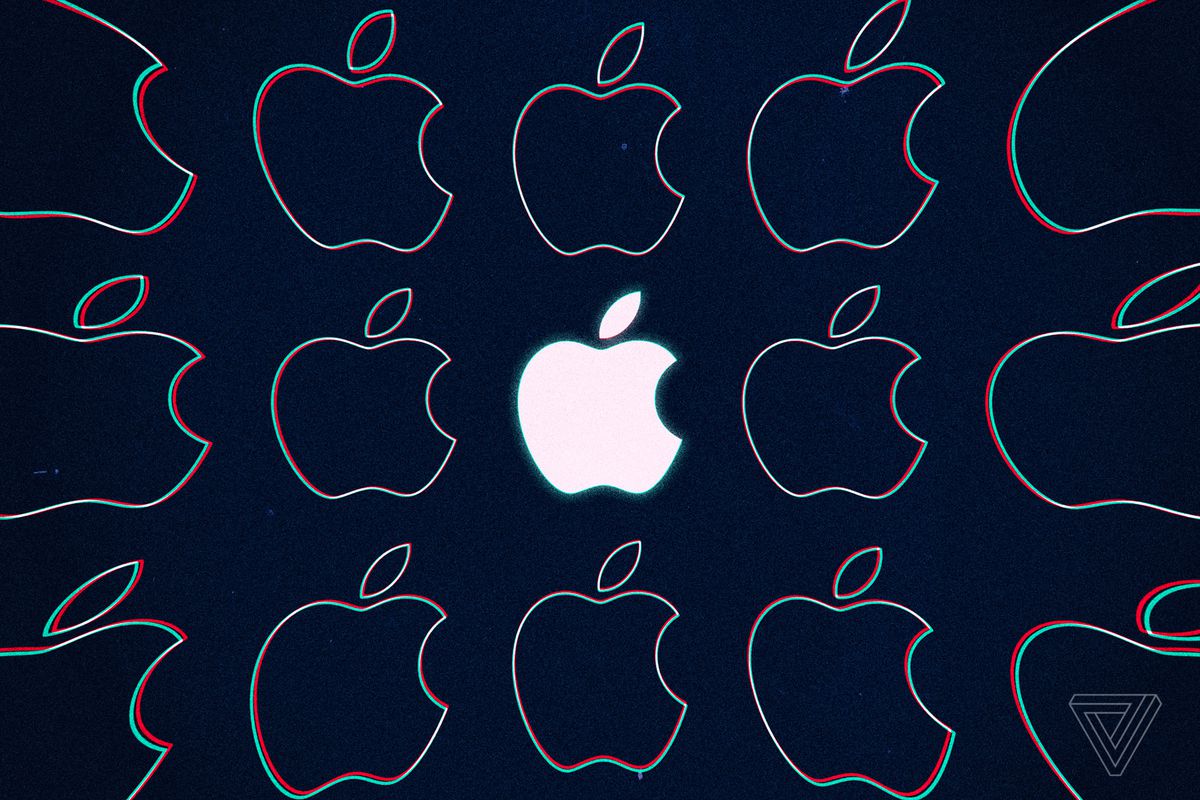 Illustration featuring a pattern of Apple logos