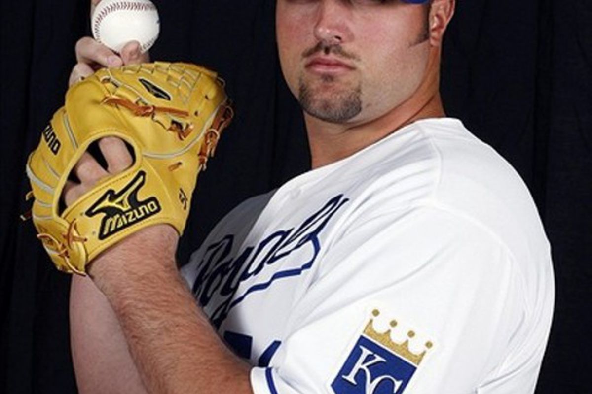 Feb 29, 2012; Surprise, AZ, USA; Kansas City Royals relief pitcher Jonathan Broxton (51) poses for a picture during the Royals photo day at Surprise Stadium.  Mandatory Credit: Rick Scuteri-US PRESSWIRE