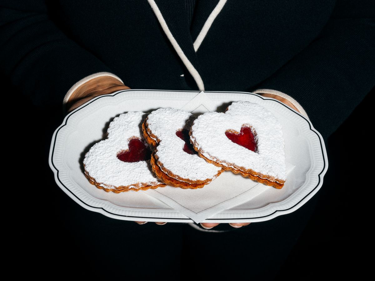 Three heart-shaped cookies. 