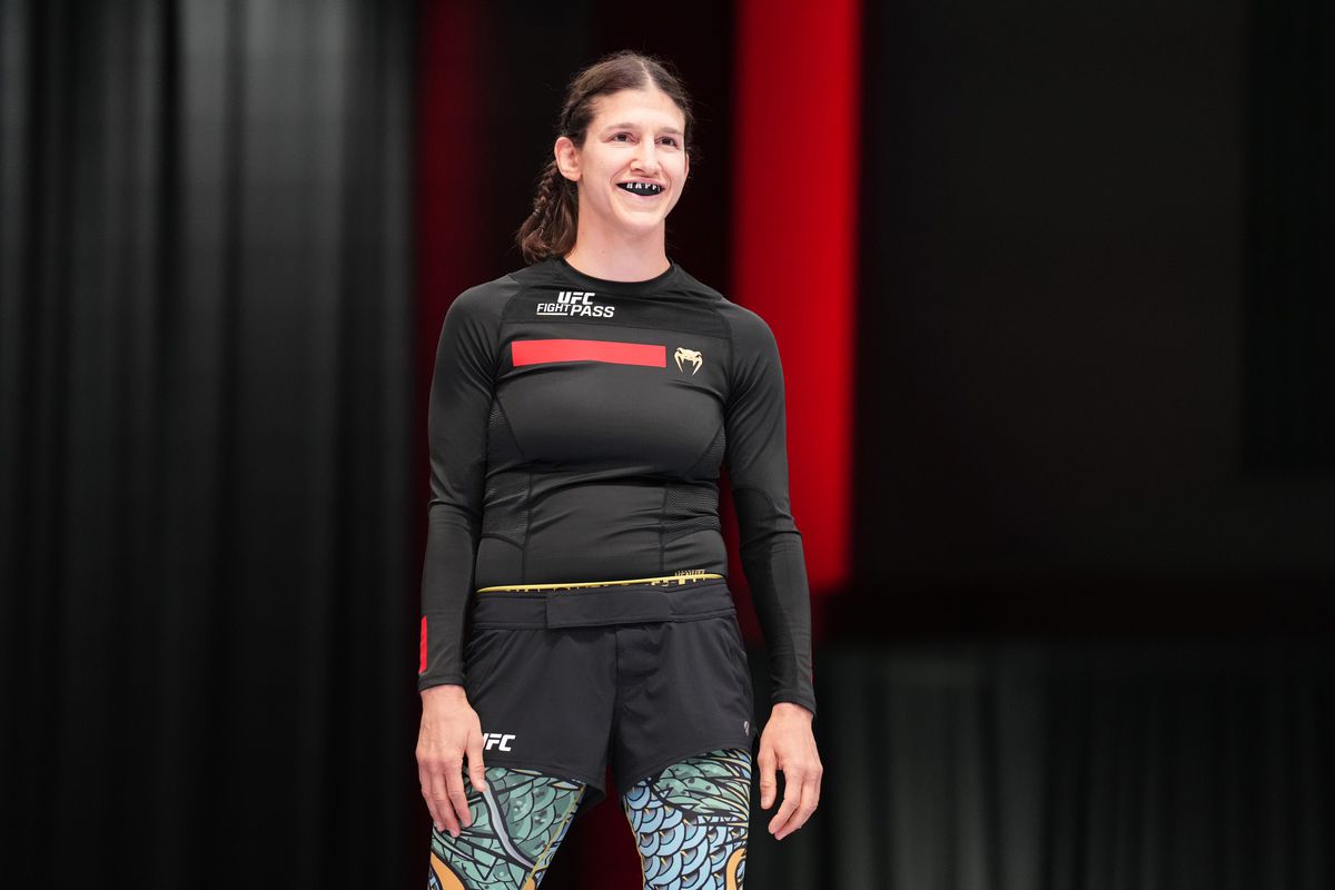 Roxanne Modafferi competing at the UFC Fight Pass Invitational 2 grappling event in 2022.