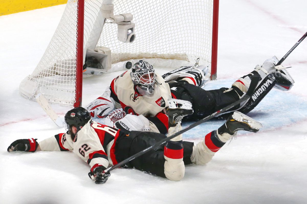 The Senators in their natural position, getting scored on.