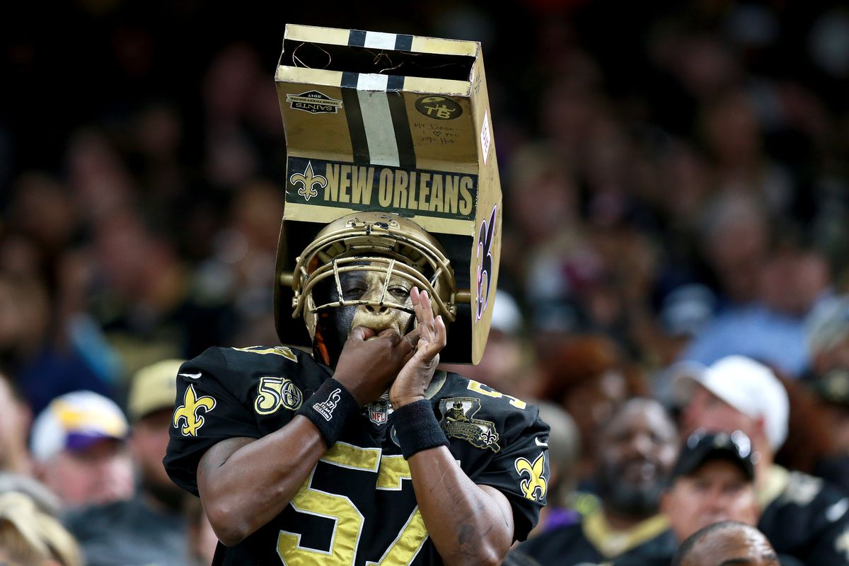 A New Orleans Saints fan cheers during a preseason game against the Minnesota Vikings at Mercedes Benz Superdome on August 09, 2019 in New Orleans, Louisiana.