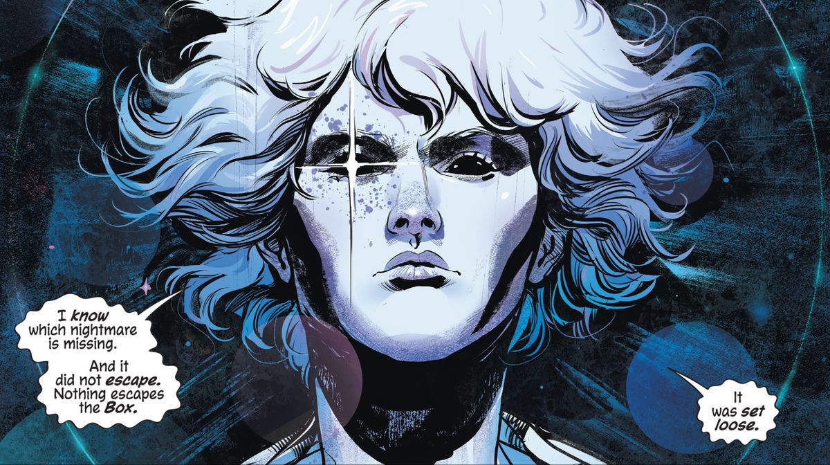 “I know which nightmare is missing,” says Dream/Daniel in The Dreaming: Waking Hours, “And it did not escape. Nothing escapes the Box. It was set loose.” DC Comics (2020). 