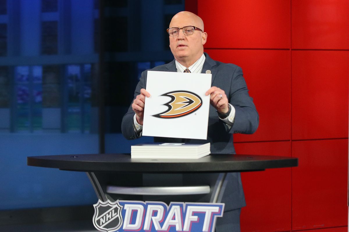 SECAUCUS, NEW JERSEY - JUNE 26: National Hockey League Deputy Commissioner Bill Daly announces the Anaheim Ducks draft position during Phase 1 of the 2020 NHL Draft Lottery on June 26, 2020 at the NHL Network’s studio in Secaucus, New Jersey.