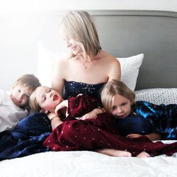 Fashion designer Rebecca Taylor, with her children.