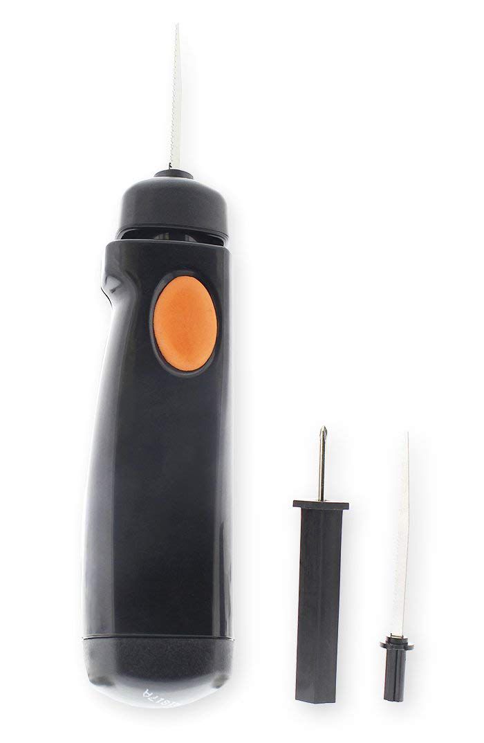 Electric pumpkin carving knife with replaceable saw blades. 