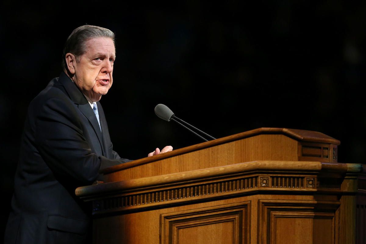 Elder Jeffrey R. Holland, of the Quorum of the Twelve Apostles, speaks at Brigham Young University's Education Week Devotional at the Marriott Center in Provo on Tuesday, Aug. 16, 2016.