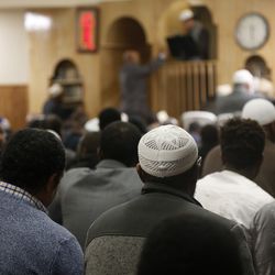 Men gather to pray at a mosque in Columbus, Ohio, on Friday, Feb. 24, 2018. Most of the congregants at this mosque are Somali refugees. The greater Columbus area has about 40,000 Somali residents, one of the largest concentrations of people from the African country in the the United States. That population is, however, growing much more slowly now, as the Trump administration’s travel ban has cut the flow of refugees from Somalia and other mostly Muslim countries. Federal statistics show that about 15 percent of refugees admitted into this country are Muslim, down from 47 percent a year ago.