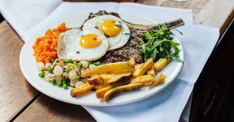 Best pub grub in London: steak, egg and chips at The Guinea Grill in Mayfair