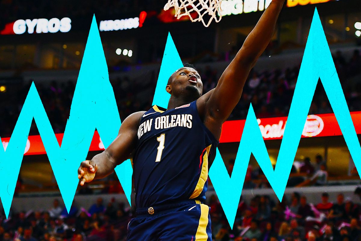 Zion Williamson soars for a layup in NBA preseason.
