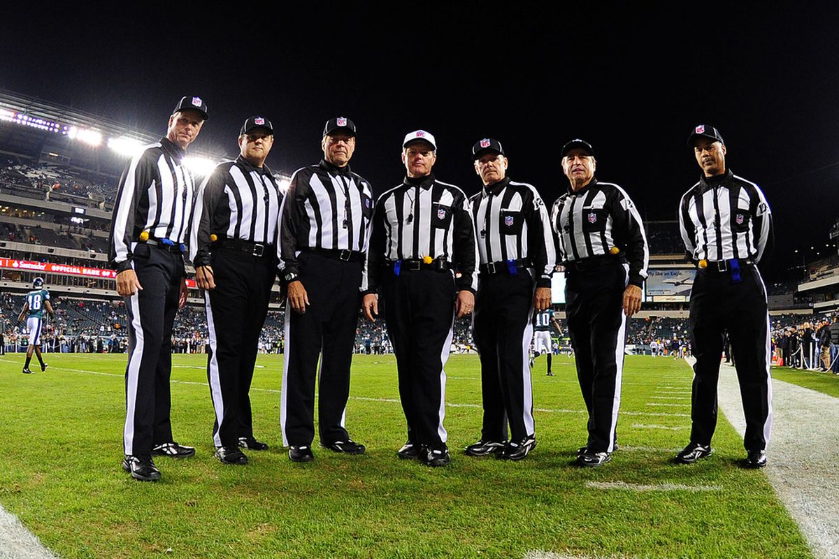 PHILADELPHIA, PA - NOVEMBER 7: Referees pose for a photo before the game between the Chicago Bears and the Philadelphia Eagles at Lincoln Financial Field on November 7, 2011 in Phildelphia, Pennsylvania. (Photo by Scott Cunningham/Getty Images)