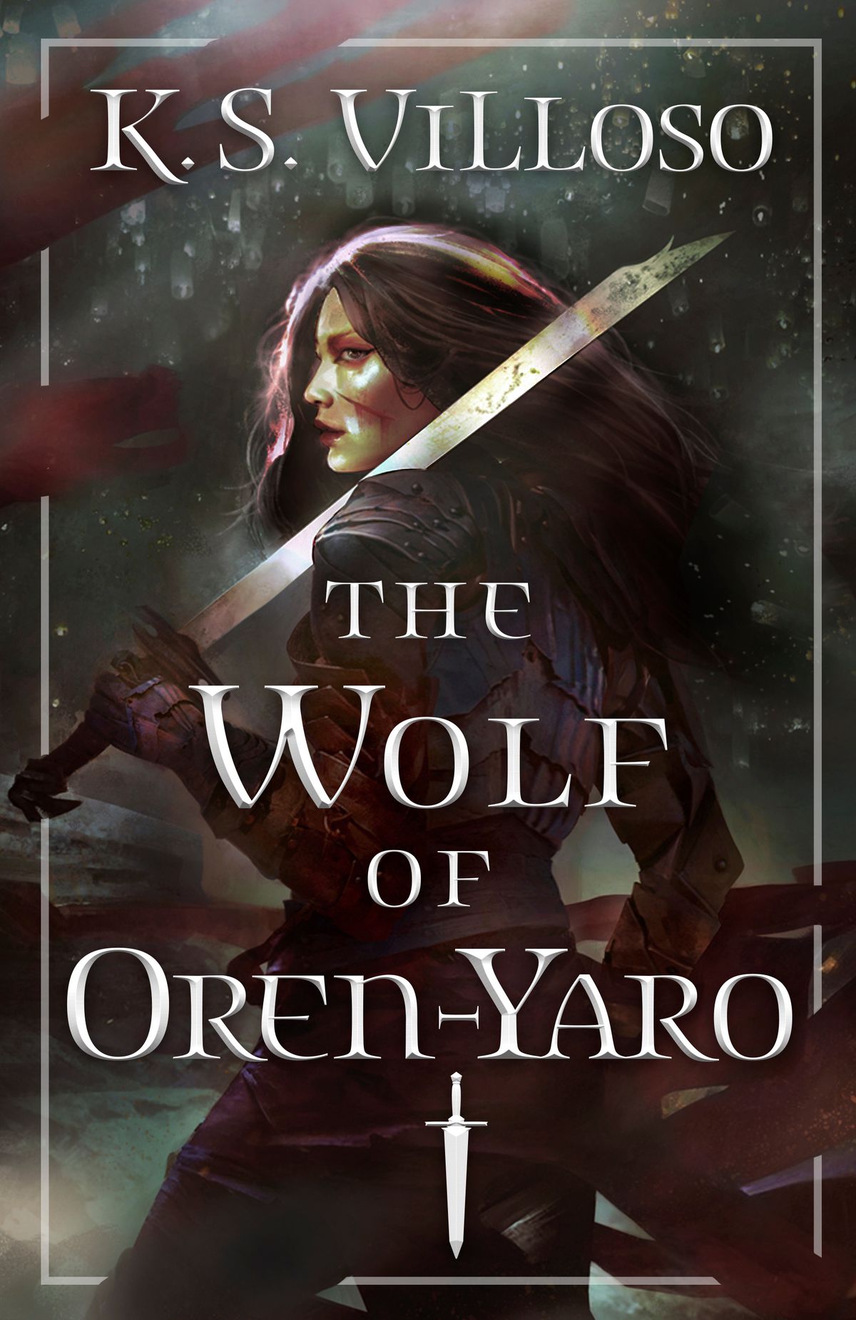 a warrior woman with a sword on the cover of The Wolf of Oren-Yaro by K.S. Villoso