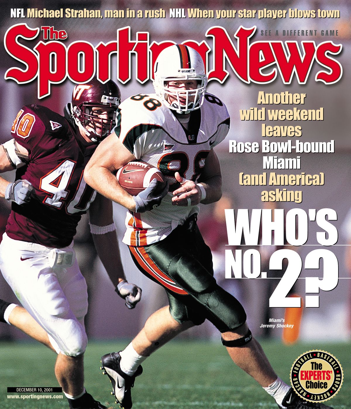 NCAA Football Covers - Miami Hurricanes TE Jeremy Shockey - December 10, 2001