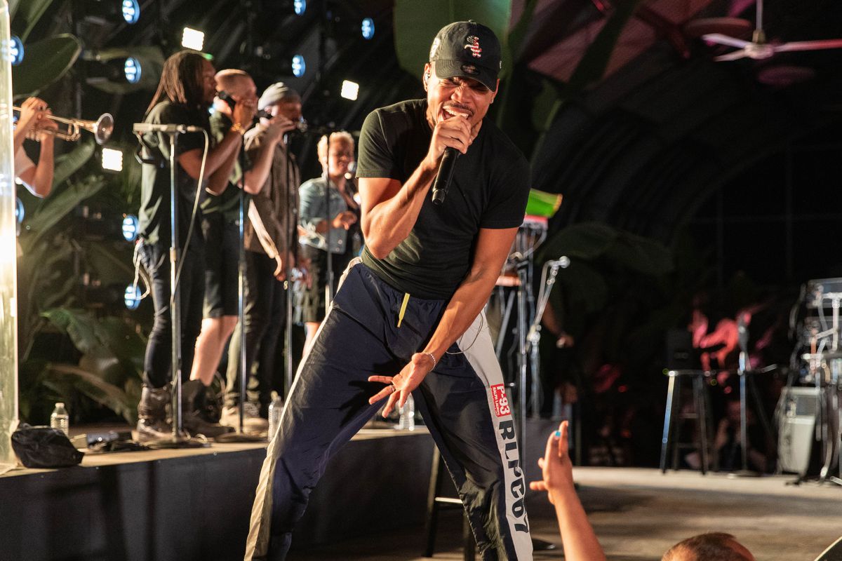 Chance the Rapper performs at Chicago’s Garfield Park Conservatory Thursday night at what was billed as an album release celebration for his much-anticipated “The Big Day.”