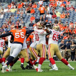 Scenes from the preseason game between San Francisco 49ers and Denver Broncos in Denver, Colorado on August 19, 2019.