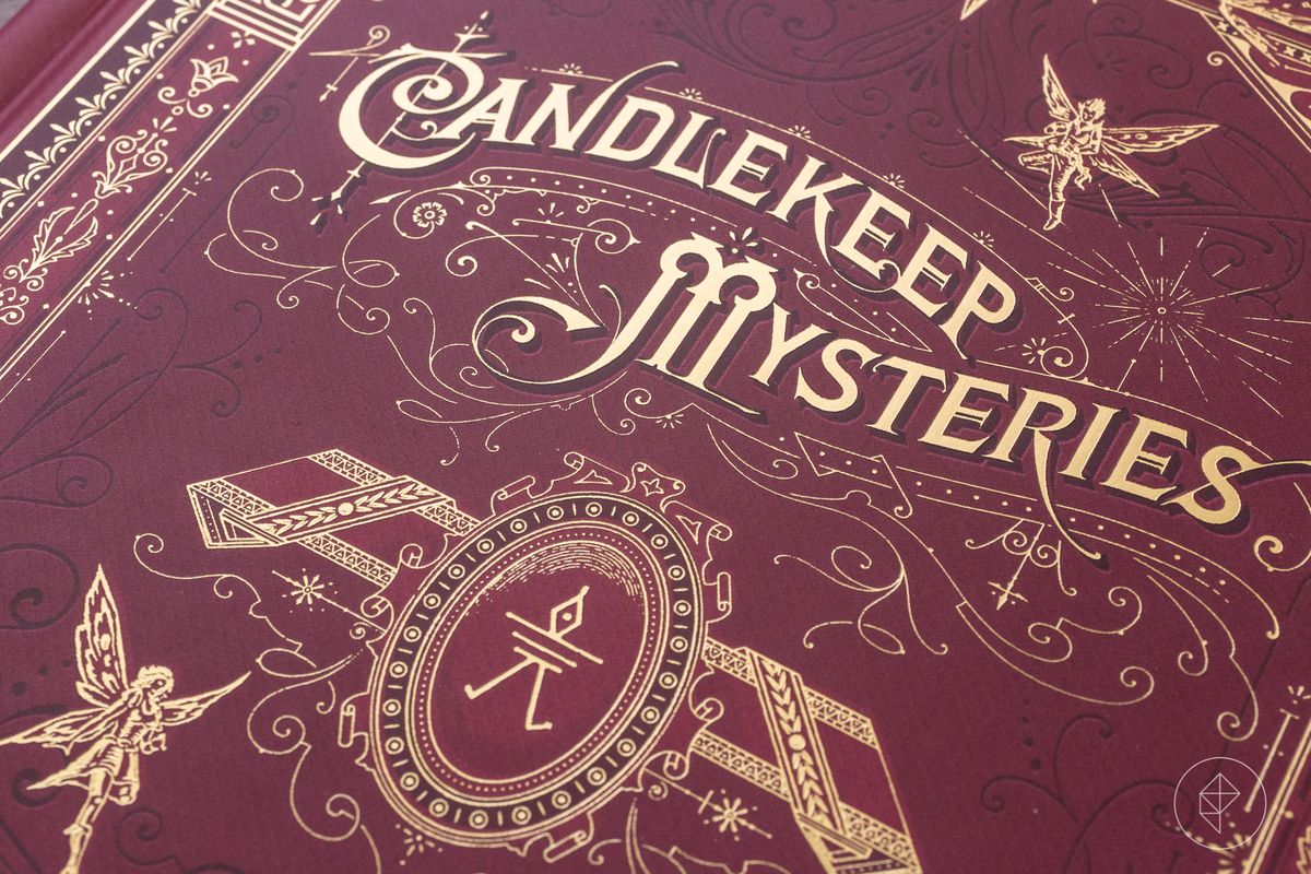 Tampilan close-up sampul versi seni alternatif dari Candlekeep Mysteries.