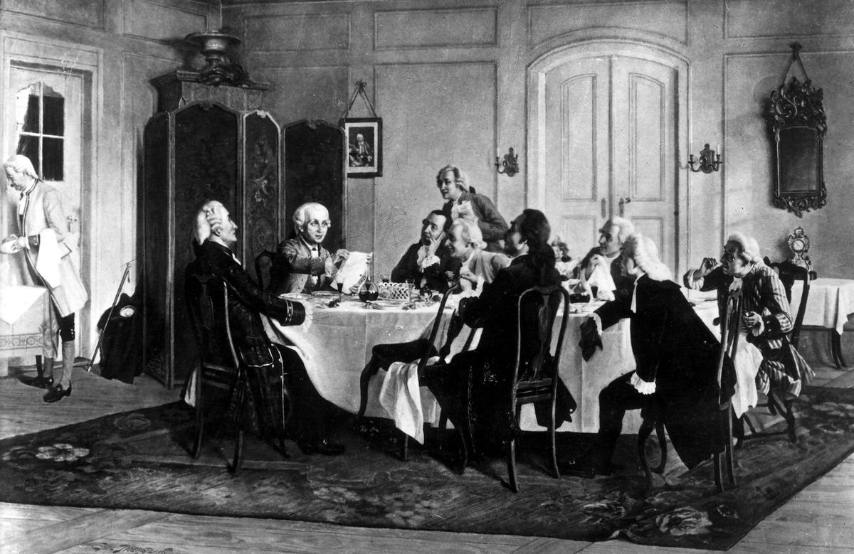 Immanuel Kant, Philosoph, D, mit Tischgenossen