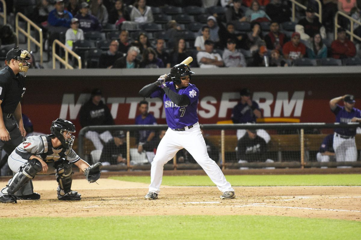 While playing first base for the first time, Stephen Cardullo swatted a two-run homer in the Isotopes' win over the Grizzlies.