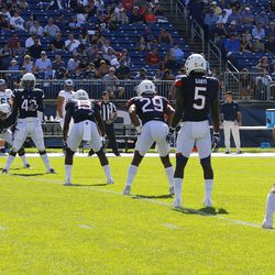 The Rhode Island Rams take on the UConn Huskies in a college football game at Pratt & Whitney Stadium at Rentschler Field in East Hartford, CT on September 15, 2018.