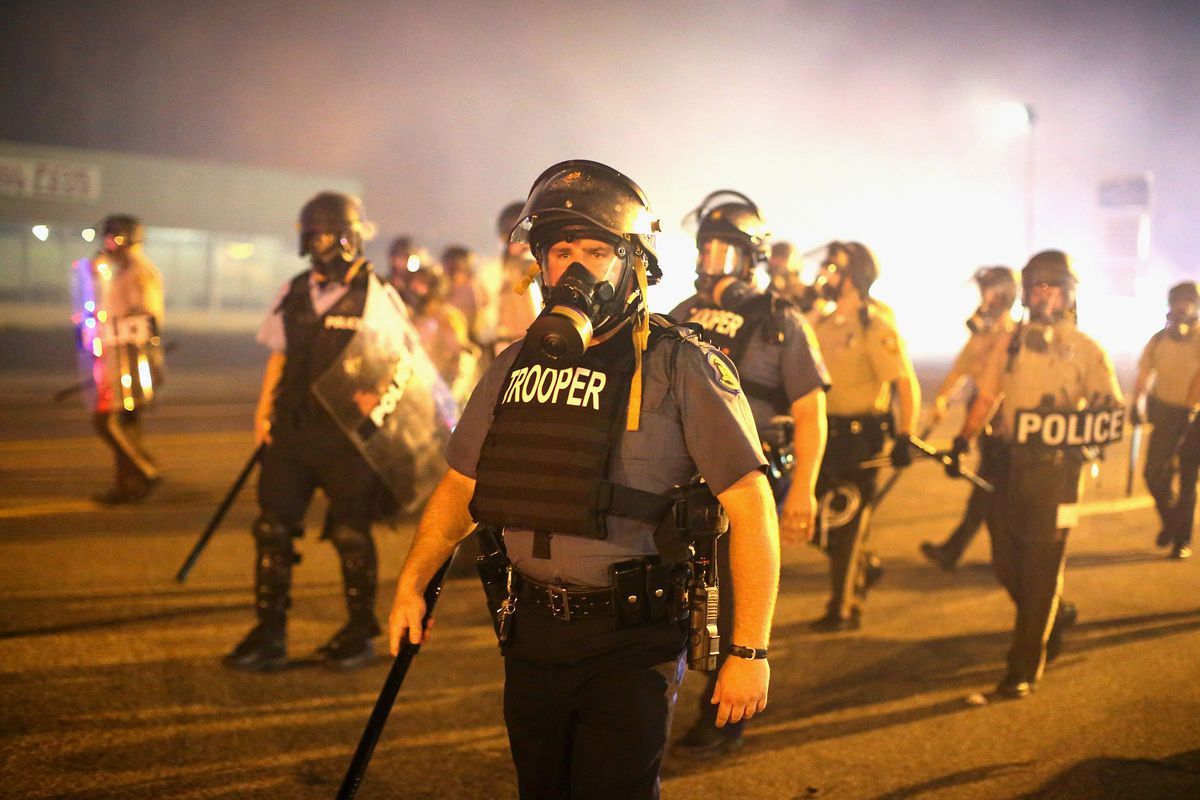 police gas masks Ferguson