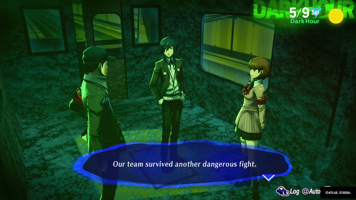 Two characters talk about the Fool Social Link answers in Persona 3 Reload.