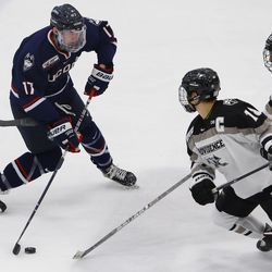 The UConn Huskies take on the Providence Friars in men’s college hockey game at Schneider Arena in Providence, RI on October 19, 2018.