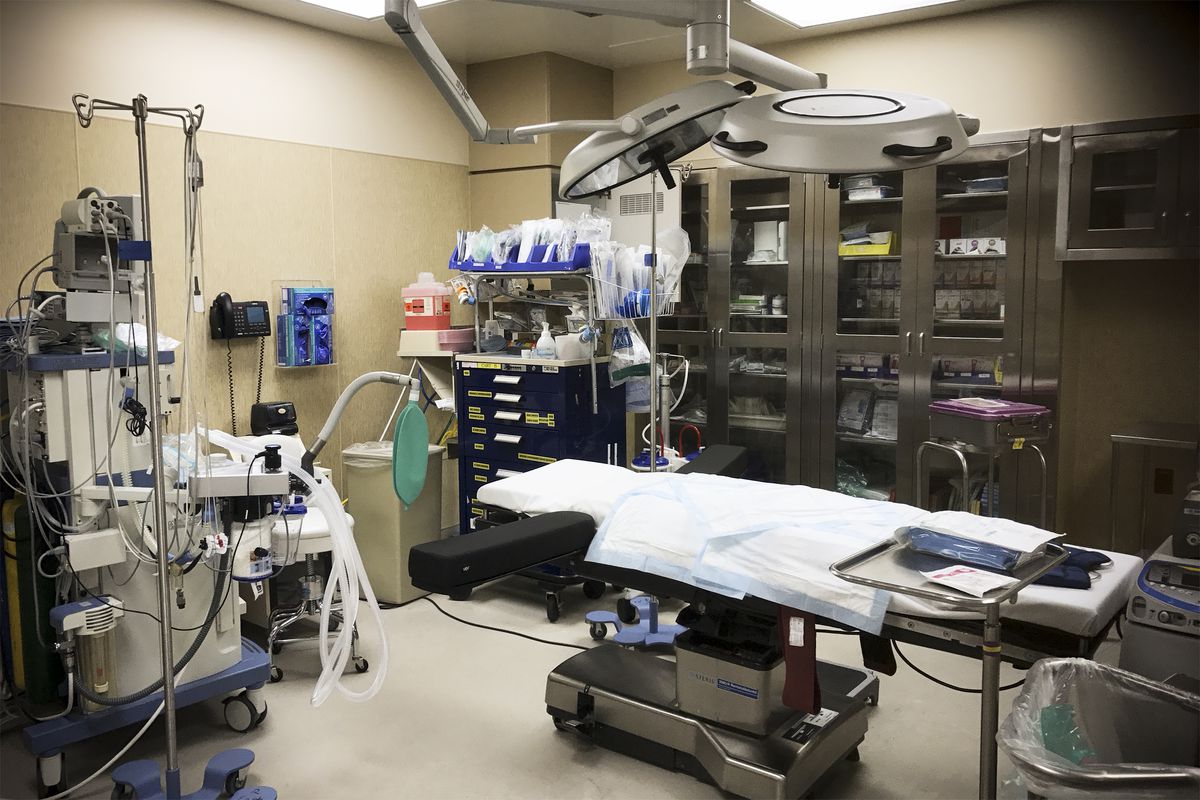 An operating room in the labor and delivery ward at St. Joseph Hospital in Orange County.