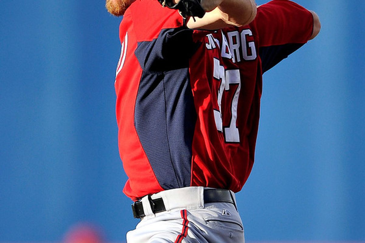 March 20, 2012; Port St Lucie, FL, USA; Washington Nationals starting pitcher Stephen Strasburg (37) during the spring training game against the New York Mets at Digital Domain Park. Mandatory Credit: Brad Barr-US PRESSWIRE