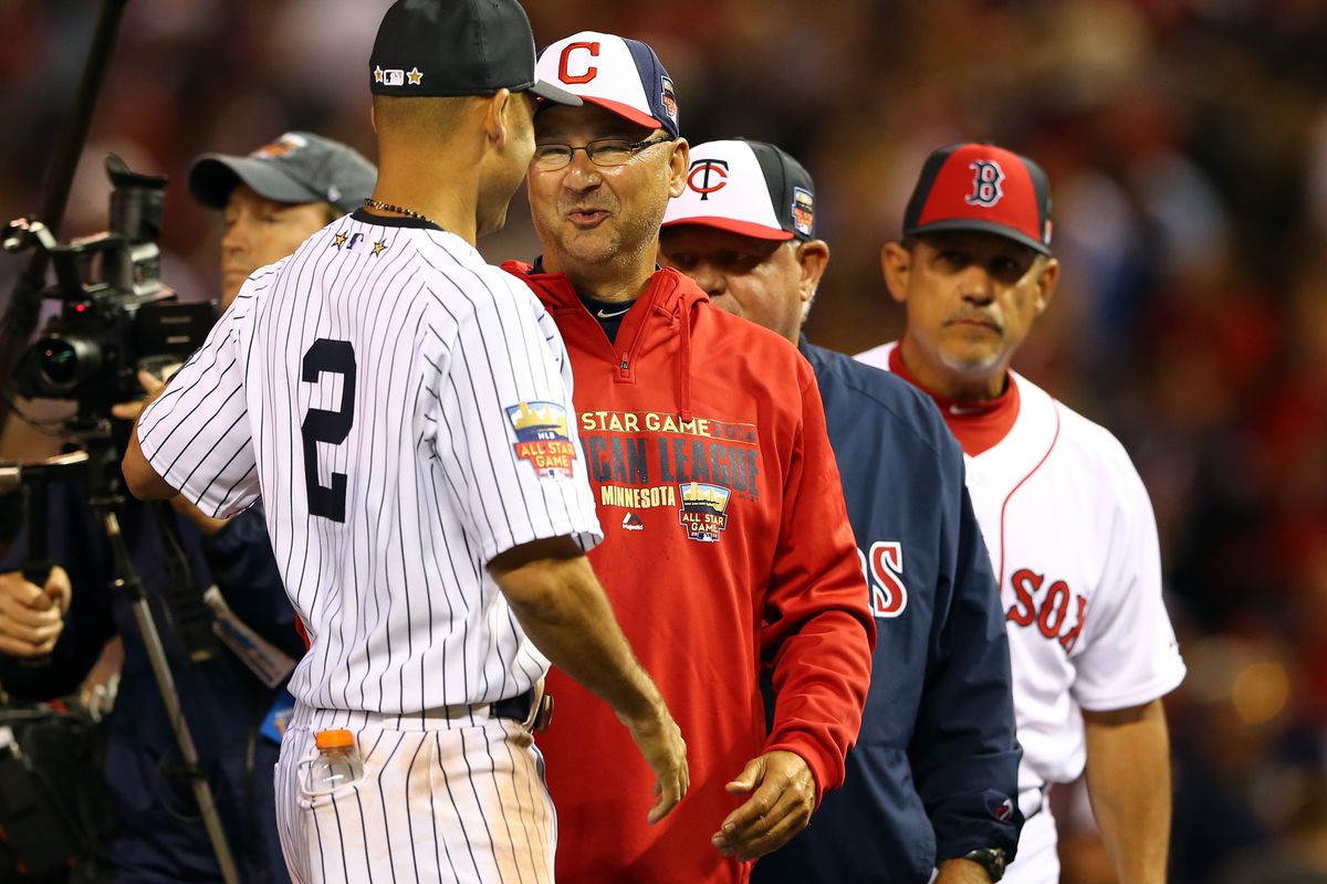 Terry Francona congratulates Jeter for helping Indians get home field advantage