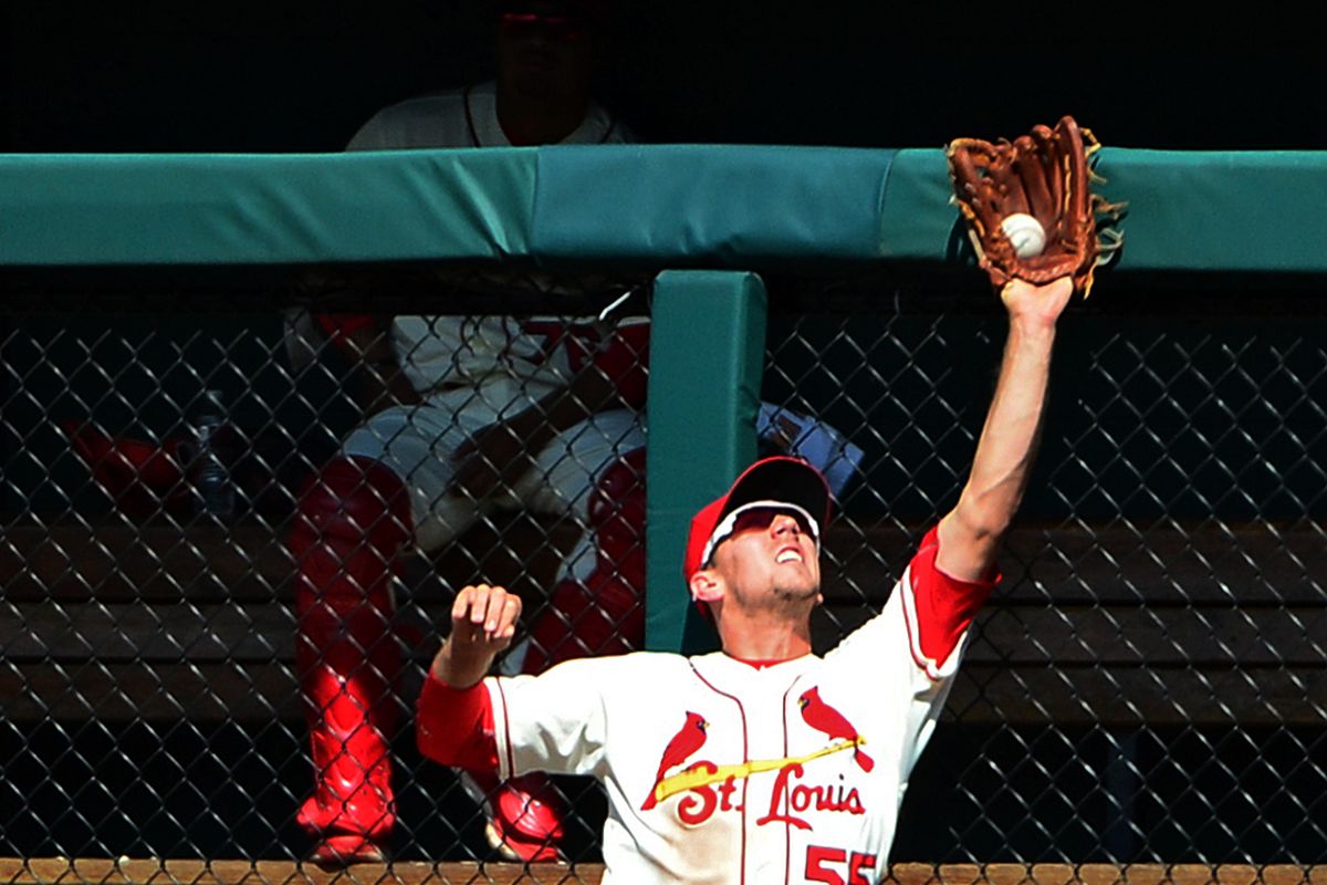 stephen piscotty has actually been pretty steady in right, but this was first "defense" photo i found, soooooo