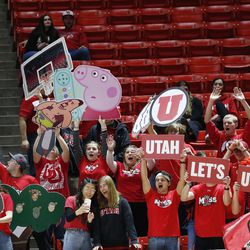 Utah Utes fans cheer in Salt Lake City on Thursday, Jan. 6, 2022.